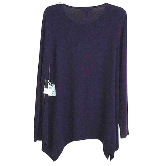 Vera Wang Sweater Women's Sz M Navy Blue Embellished Knit Long Sleeve Pullover - Picture 5 of 12